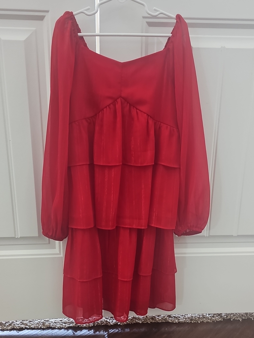Chelsea & Violet Red Tiered Long-Sleeve Dress